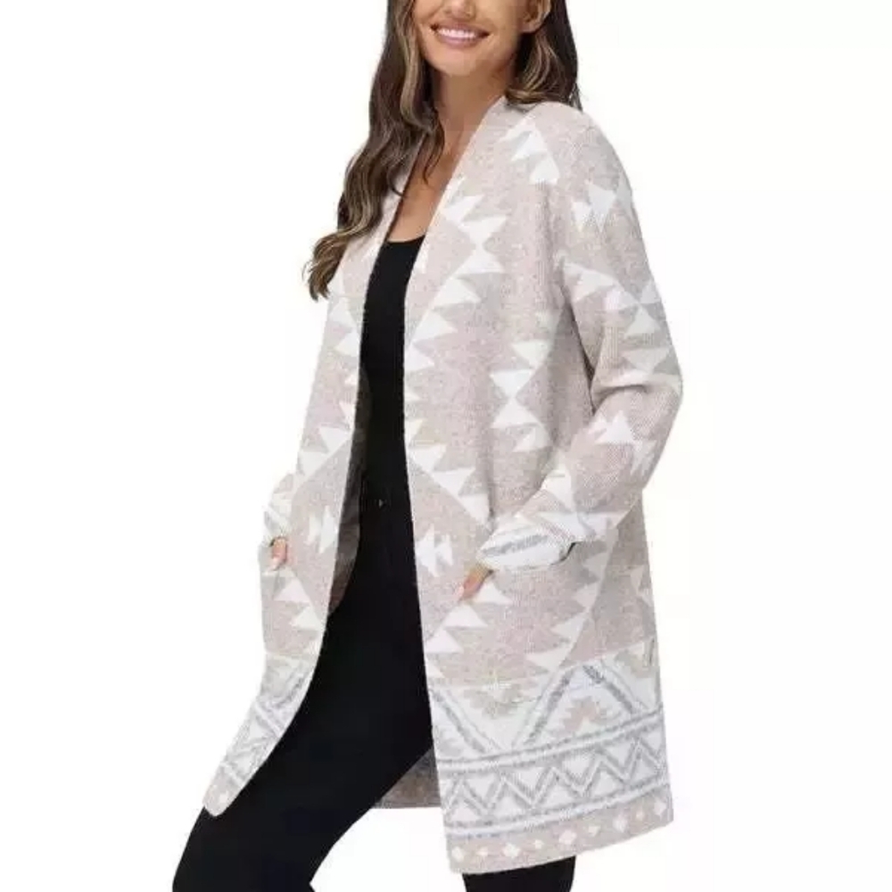 Brand New Frye Ladies' Patterned Cardigan Sweater, Tan Size Small.